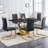 Aurora Morden Mid-Century 63" Rectangular Dining Table Set with Faux Leather Chairs-1561072165-1562151069