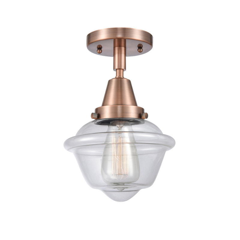 Grourke Glass Flush Mount, Clear, Antique Copper