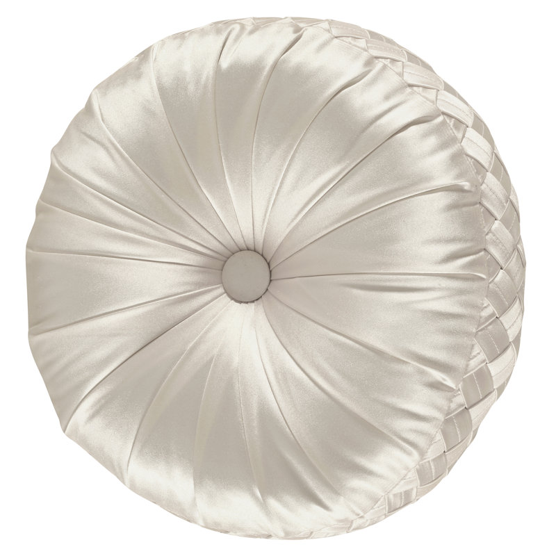 Satinique - Coverlet Tufted Round Decorative Throw Pillow, Natural