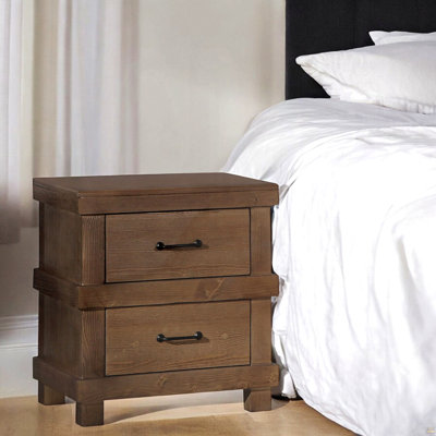 Nightstand With 2X Drawers Wooden Furniture 1Pc