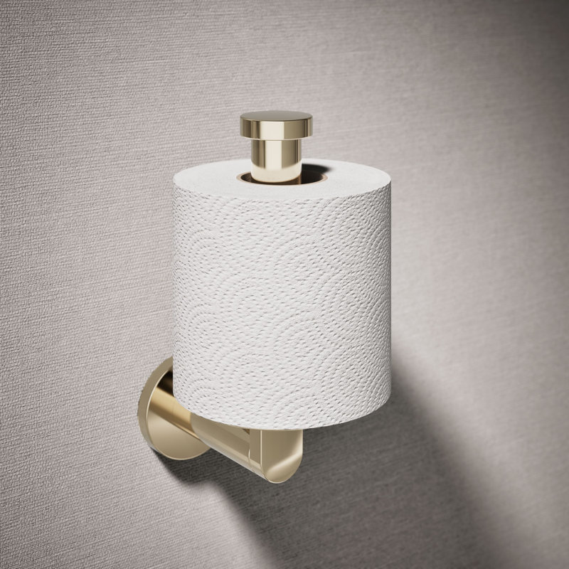 Vertical Wall Mount Toilet Paper Holder, Gloss Gold