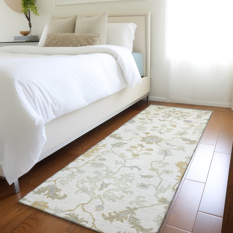 Xhevrie Machine Washable Indoor/Outdoor Xhevrie Ivory Rug, Runner 2'3" x 7'6"