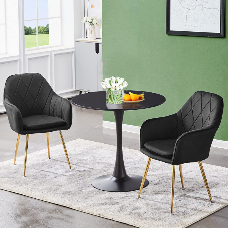 Table de salle à manger Amelia-Lillie, Noir, H 28,74 po x L 31,5 po x l 31,5 po, Noir