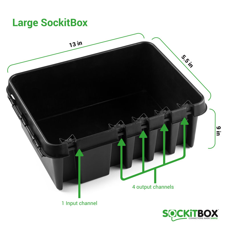 Boîte de connexion résistante aux intempéries, H 7 po x l 13 po x P 5,5 po, Noir