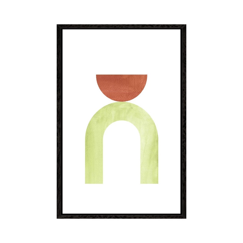 Mid Century Modern Shapes by Whales Way - Painting on Canvas, 152.4cm H x 101.6cm W x 3.81cm D, Black Framed