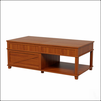Table basse à plateau relevable avec compartiment caché, tablette ouverte et bureau réglable pour une vie moderne