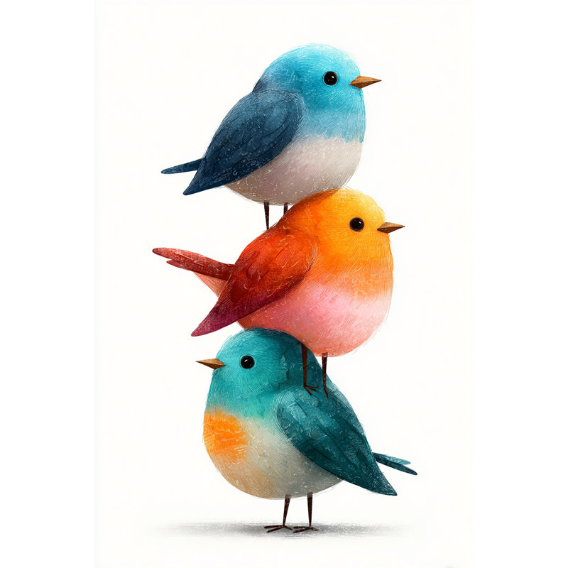 «Cheerful Trio», art mural sur toile tendue, H 16 po x l 24 po
