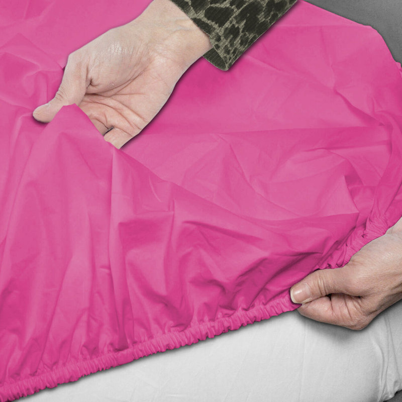 Microfiber Brushed Fitted Sheet, Hot Pink, Kingsize (5')