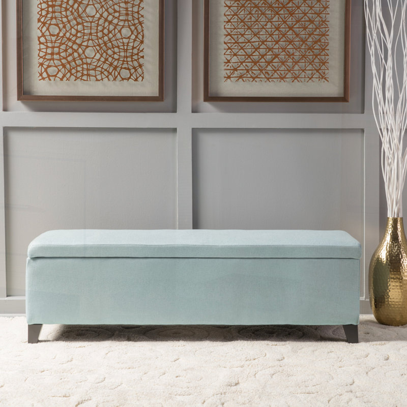 Banc de rangement rembourré, Bleu pâle uni