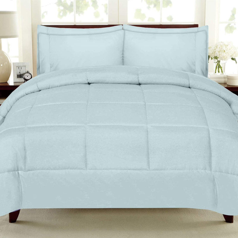 Ensemble d'édredon léger en duvet synthétique luxueux, Turquoise, Édredon de très grande taille et 6 pièces suppl