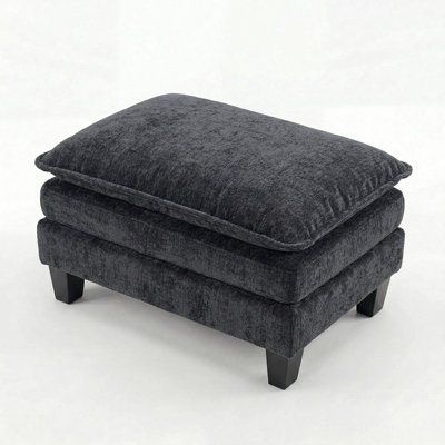 Repose-pieds rectangulaire en chenille - rembourré et multifonctionnel - mousse haute densité - pour le salon / la chambre à coucher