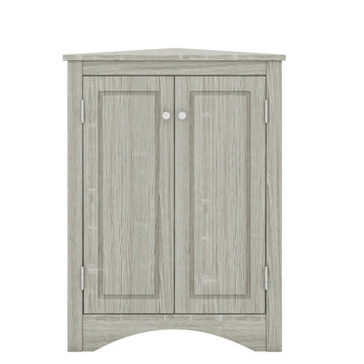 Armoire de rangement en coin avec deux portes pour la salle de bain, le salon ou la cuisine, tablette réglable, économiseur d'espace sur pied