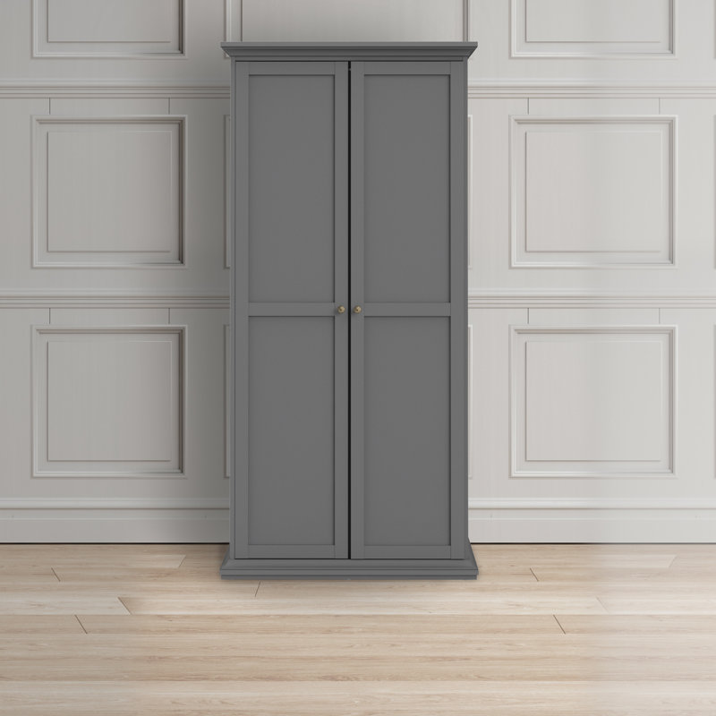 Melanie 2 Door Manufactured Wood Wardrobe, Matte grey