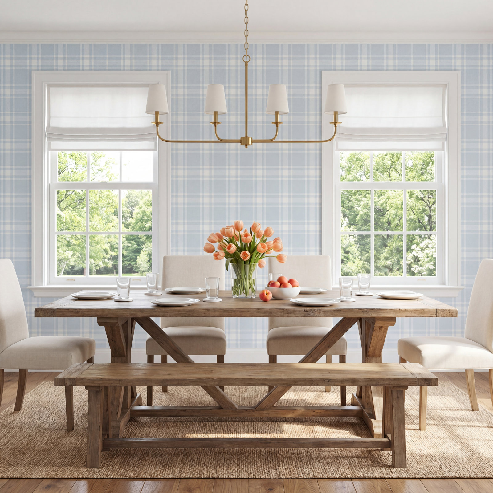 Haslet Checkered Roll, Sky Blue