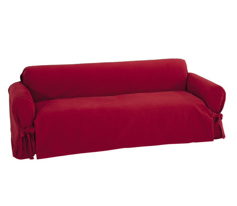 Housse pour canapé à coussins carrés/rectangulaires, Rouge, Causeuse