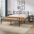 Ensemble de chambre à coucher 3 pièces Kempst, cadre de lit en métal noir avec 2 tables de chevet à tablettes ouvertes, ensemble de lit plateforme en métal avec table d'appoint de 2, ensemble de mobilier de chambre pour petit espace pour appartement, chambre d'amis, chambre à coucher moderne