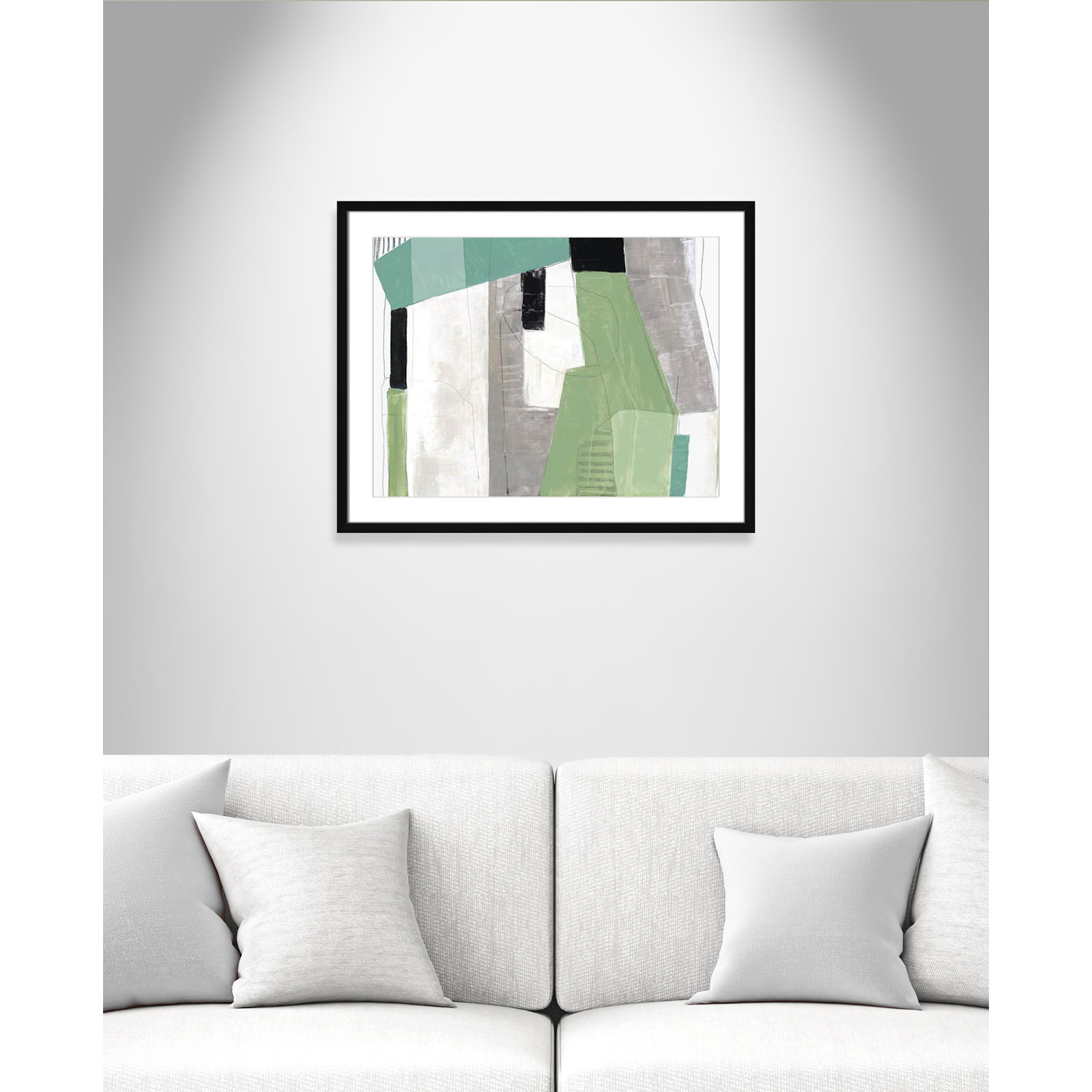 Evergreen Essence Print, White, 23.5" H x 29.5" W x 1.25" D, Black Box Frame - Matted Fine Art Paper Print