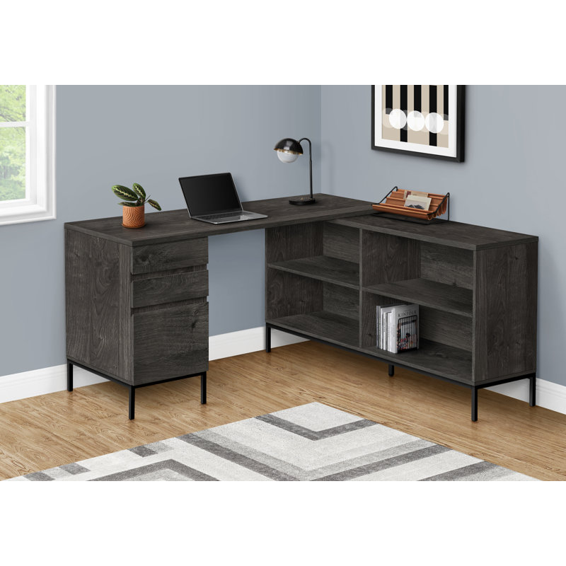 Bureau d'ordinateur d'angle en forme de L en métal, pour le travail, un bureau personnel ou un ordinateur portable