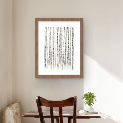 Forêt de bouleaux - impression scandinave encadrée avec passe-partout