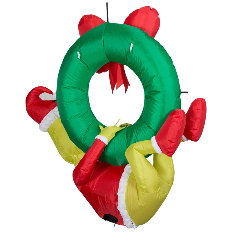 Airblown-Grinch suspendu à Wreath-Dr. Seuss