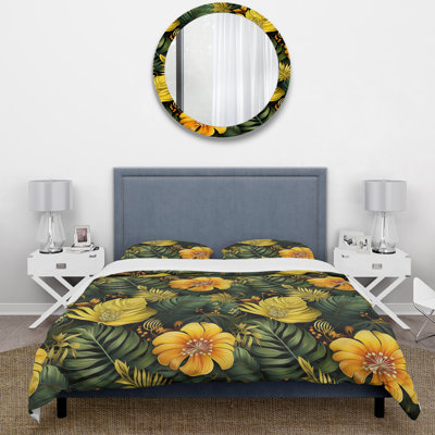 Monstera Magic Tropical Pattern III - Ensemble de housse de couette tropical