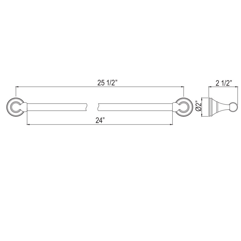 Georgian Era 26" Towel Bar, Polished Chrome