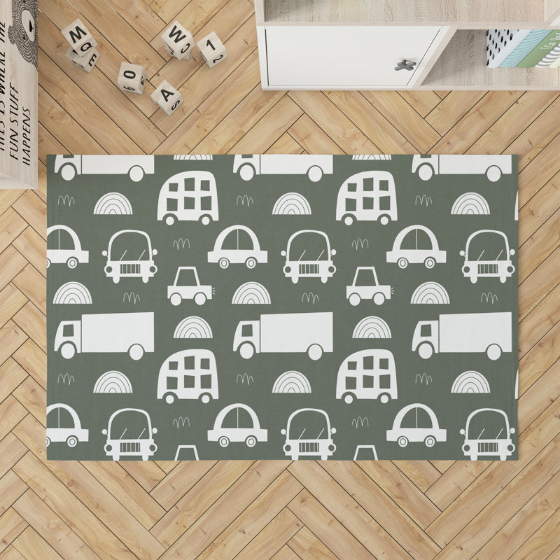 Tapis de jeu trafic pour enfants, Chimichurri / vert, Rectangle 5 pi x 7 pi