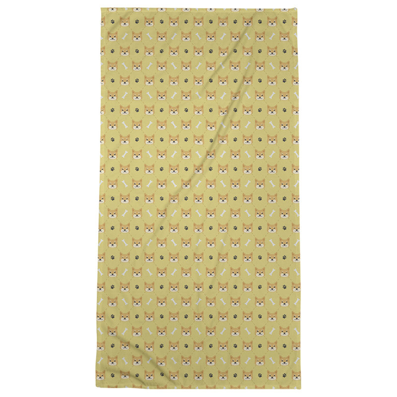 Serviette de bain Shiba Inu, Jaune