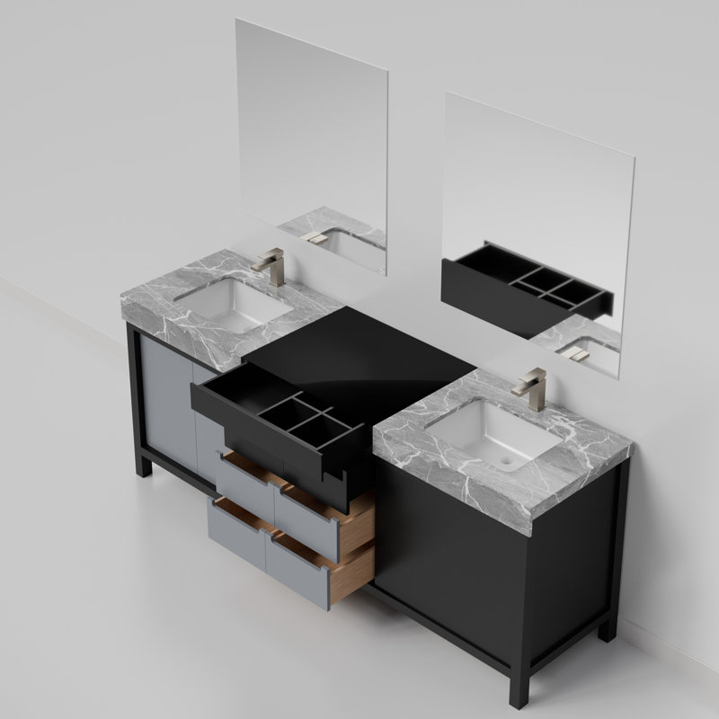 Ensemble de meuble-lavabo de 84 po Lexora Zilara noir et gris avec robinet