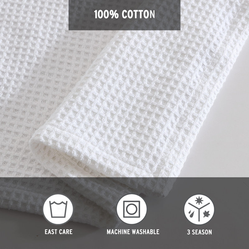Eddie Bauer Solid Waffle Cotton Reversible Blanket, Twin, White
