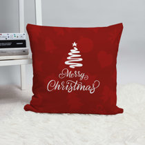 Phantoscope Merry Christmas Holiday Collection Applique Christmas Tree Embroidery Santa Claus and Reindeer Decorative Throw Pillow with Insert, 18