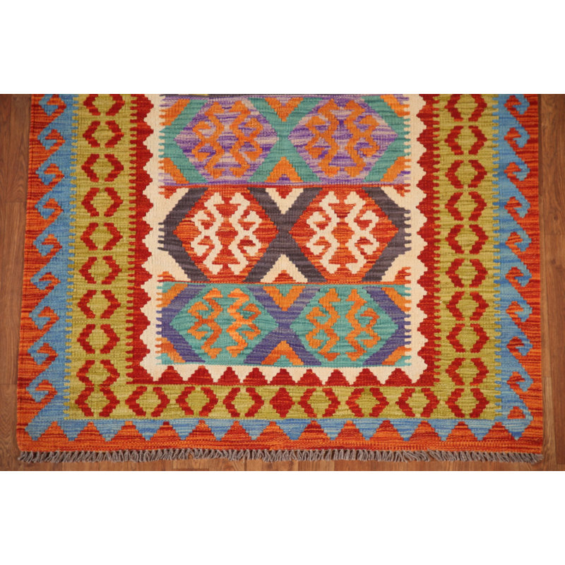 Multolor Kilim Reversible Wool Rug 4x6