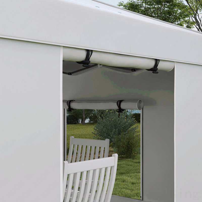 Auvent escamotable de 9,7 pi x 9,7 pi avec parois latérales, tente d'auvent portable avec 2 fenêtres en filet, bandes réfléchissantes, sac de transport pour les événements, fête en plein air, auvent de fournisseur, blanc