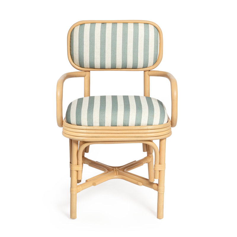 Dorine Mint Green Striped Arm Chair, Green