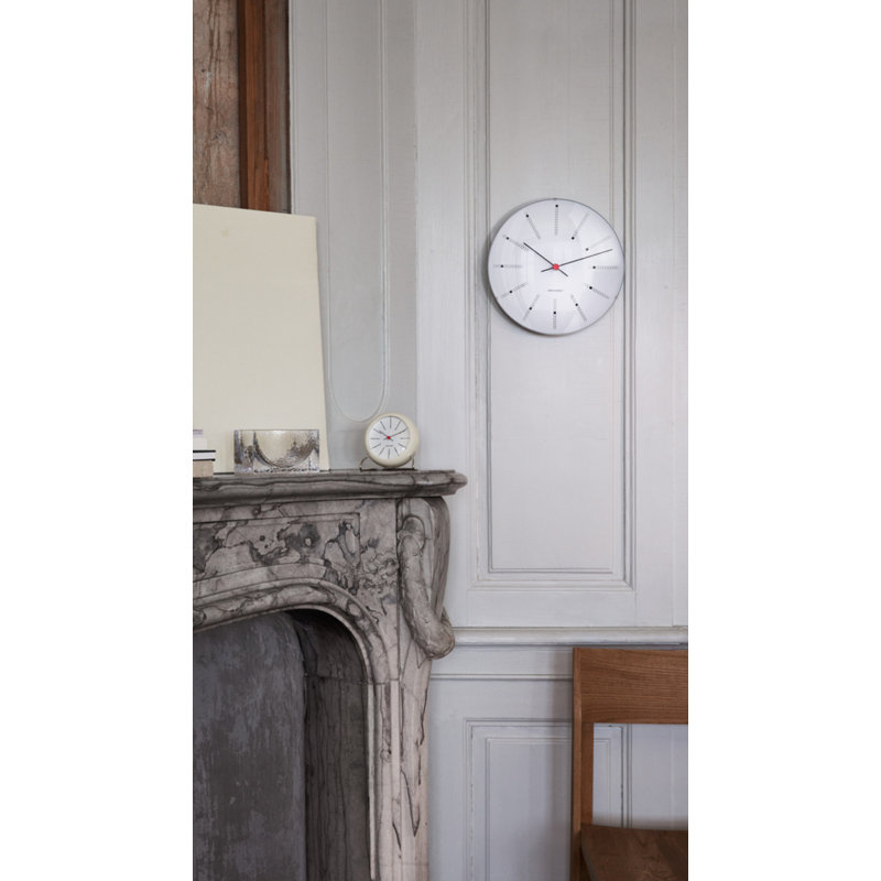 Bankers Wall Clock, Large, White/Black/Red