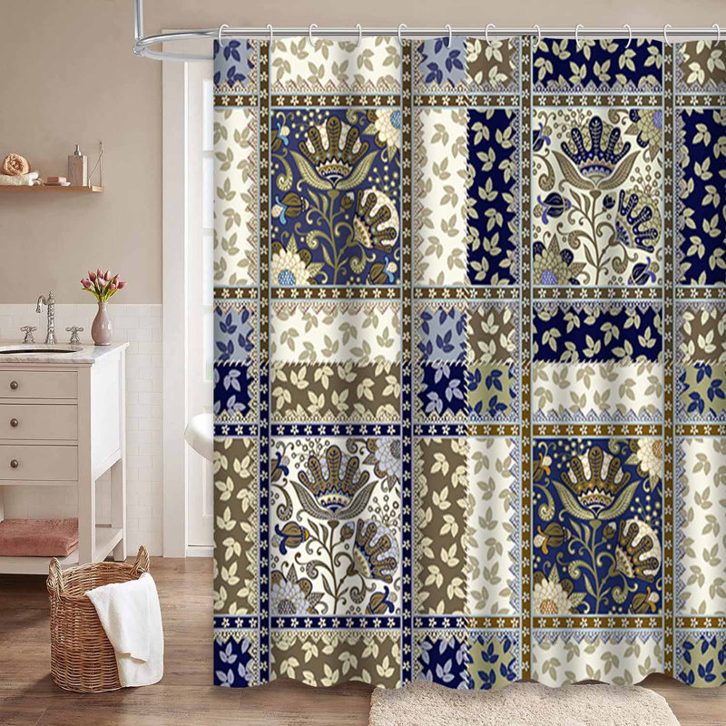 Rideau de douche bleu clair avec 12 crochets, L 72 po x l 78 po