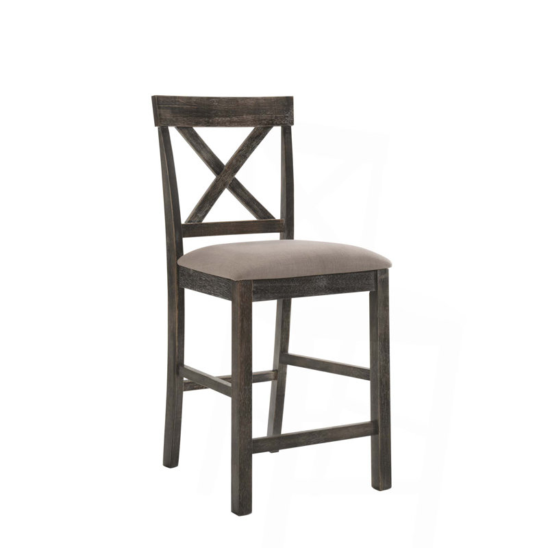 Ensemble de 2 chaises à hauteur de comptoir en lin brun clair et gris vieilli