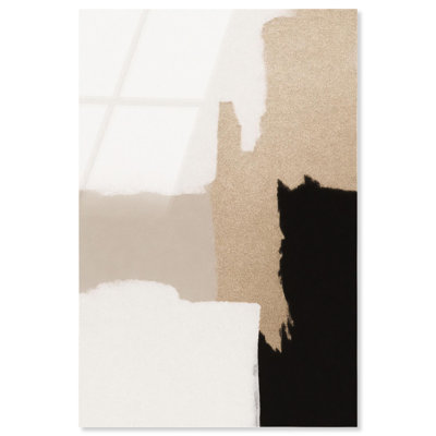Décoration murale neutre en acrylique beige et noir III par Art Remedy, prête à être accrochée