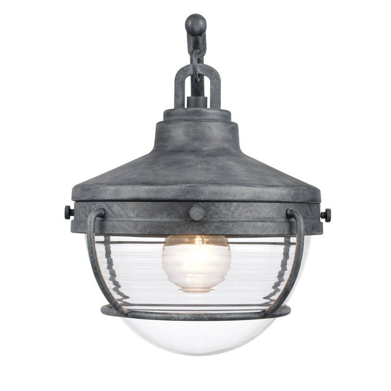 Ginel 12'' High 1-Light Outdoor Post Light - Aged Zinc, Aged Zinc