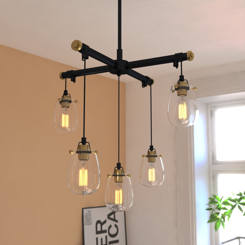 Haag 5 - Light Steel Dimmable Tiered Chandelier