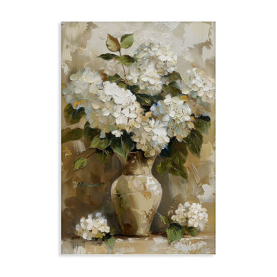  Art mural rétro sur toile d'hortensias blancs par LSR Design Studio