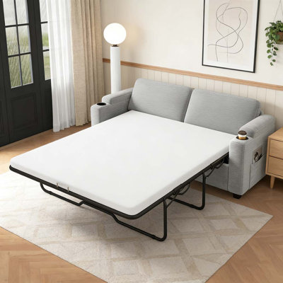 72.8" Corduroy Sleeper Sofa Loveseat Sofa with Full Size Mattress