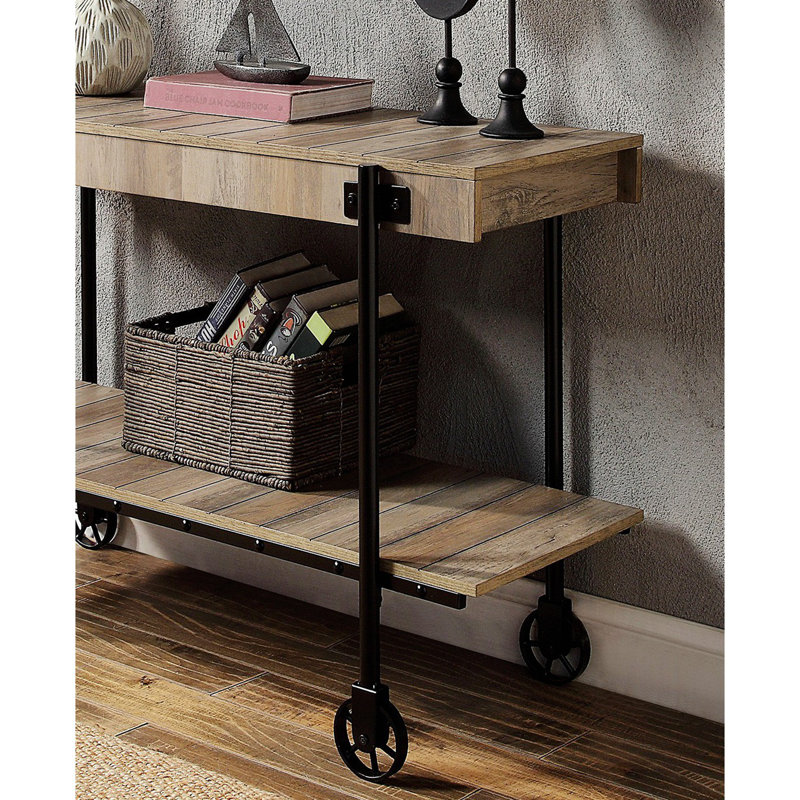 Industrial Style Sofa Table, Console Table With Open Bottom Shelf