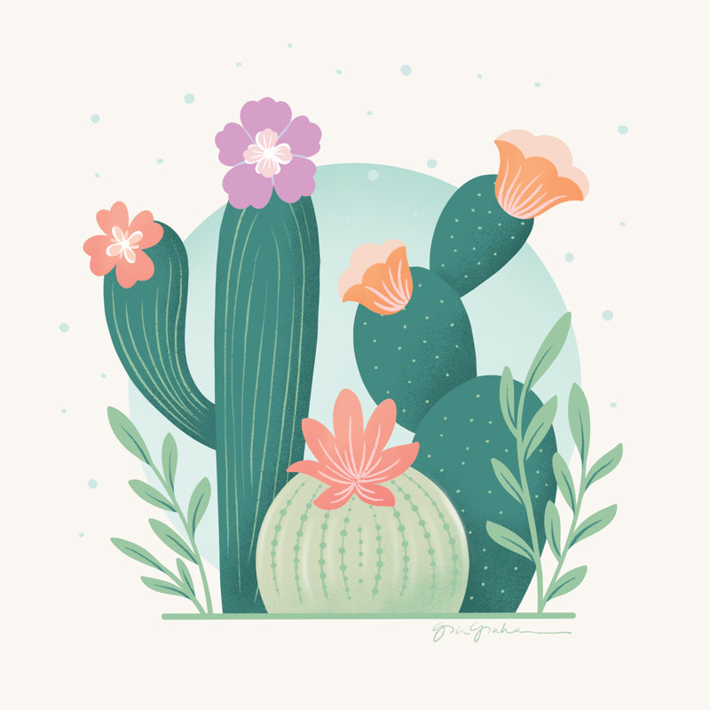 " Cactus Garden V ", 12" H x 12" W