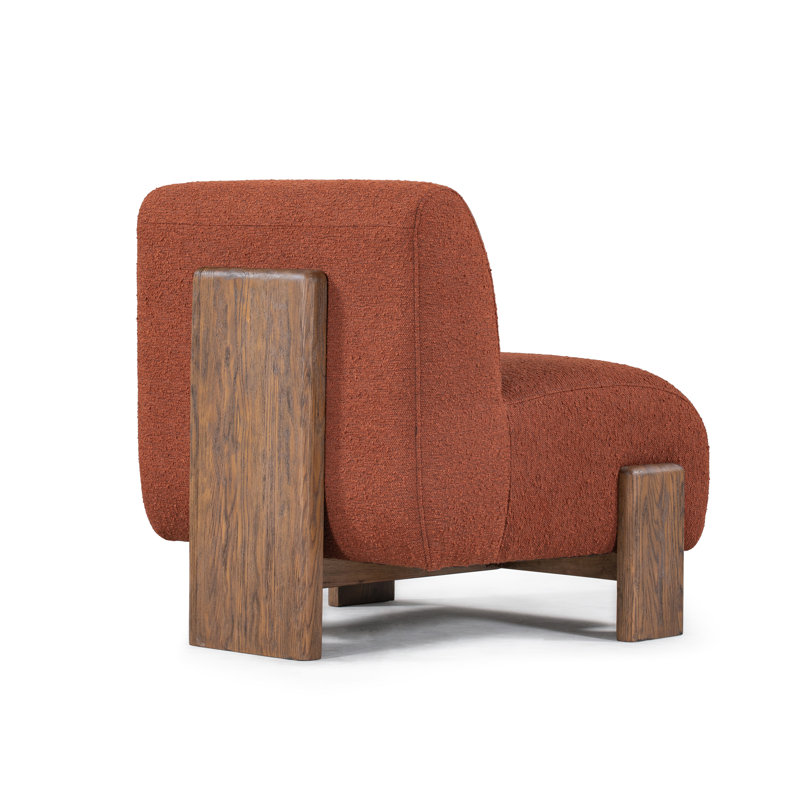 Burnt Orange Curved Wood Frame Slipper Chair