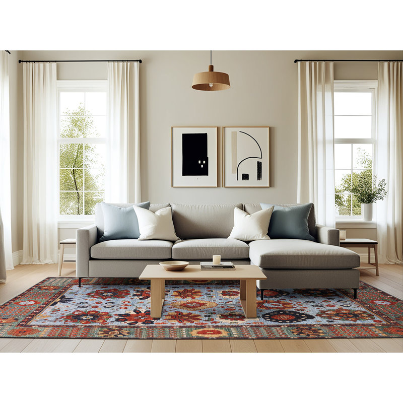 Tapis oriental rouge et bleu, Rectangle 6 pi x 9 pi