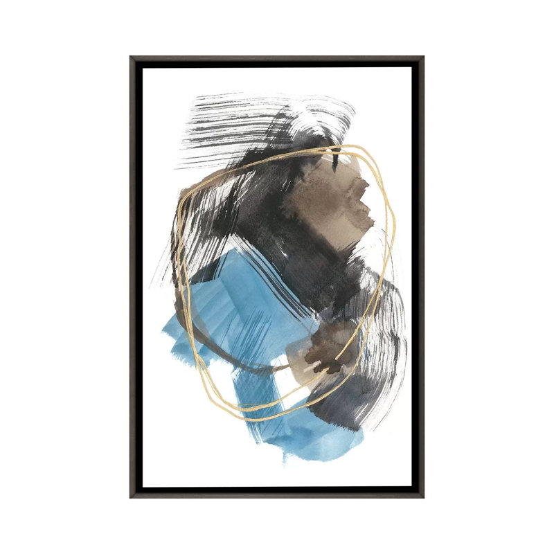 « Gold loops II » par Jennifer Goldberger-impression, H 26 po x l 18 po x 1,5 po, Toile encadrée de bois rustique foncé