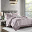 Édredon 5 pièces rosé double / grand - velours froissé, 2 taies décoratives et coussins décoratifs