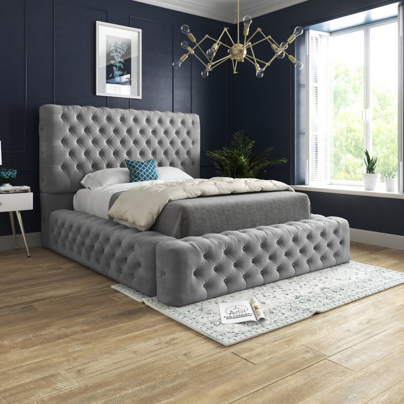 Aldon Upholstered Bed, Grey, Single (3')