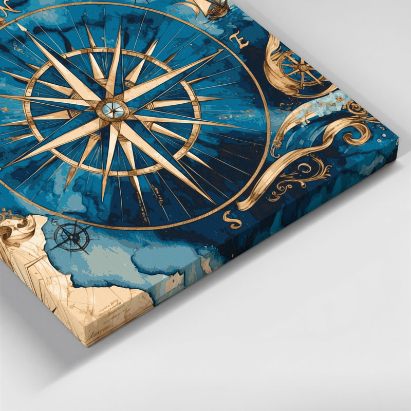 "Nautical Compass Designs", art mural sur toile beige, H 32 po x l 32 po